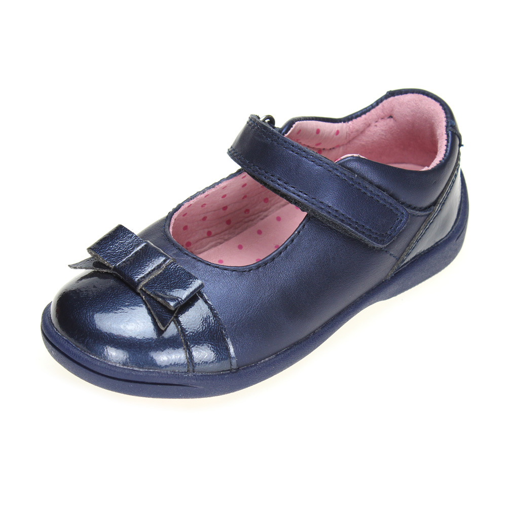 navy leather with patent girl's mary jane Classic Start-Rite Super Soft Bow 