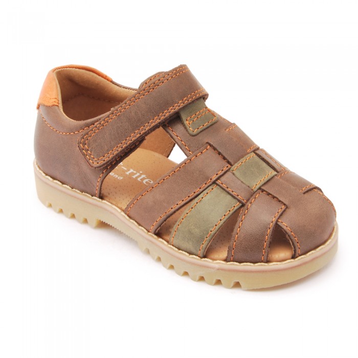 Start-Rite "Angler" brown and blue leather shoes/ sandals for boys 